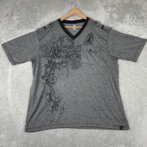 Swiss Cross Graphic Shirt Mens 3XL Gray Eiffel Tower France Y2K Grunge Cyber